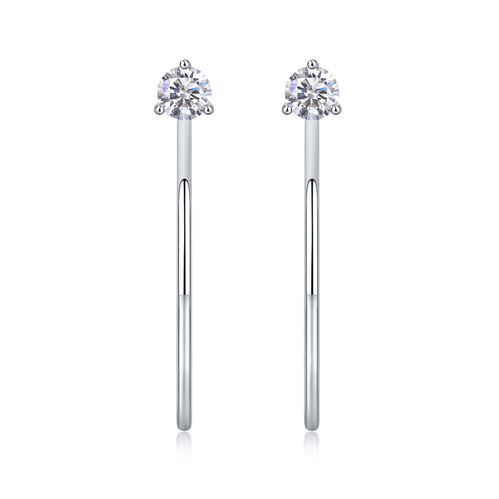 A Charming Afternoon - Earrings Set With Top-quality Moissanite S925 Silver And Platinum-plated Stud Earrings, A Fashionable And Trendy Accessory, Can Be Tested With A Diamond Pen