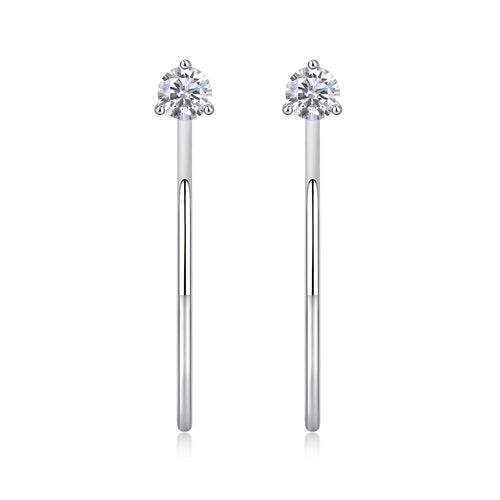 A Charming Afternoon - Earrings Set With Top-quality Moissanite S925 Silver And Platinum-plated Stud Earrings, A Fashionable And Trendy Accessory, Can Be Tested With A Diamond Pen