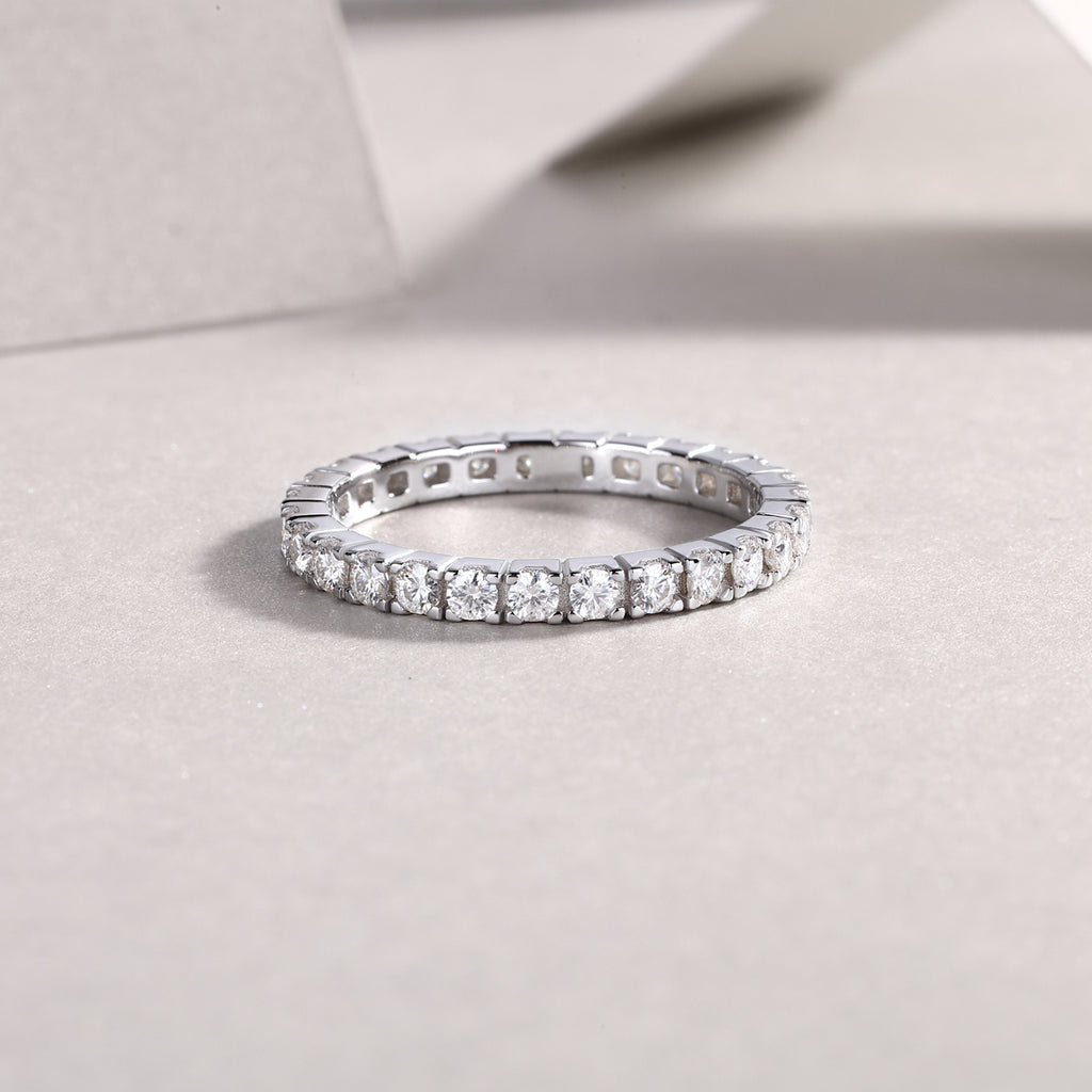 Shining Starlight - A Wedding Ring Set With Top-quality Moissanite S925 Silver And Platinum-plated Diamond. The Ring Can Be Inspected With A Diamond Pen