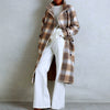 Women's Contrast Color Plaid Coat Waist-tied Coat
