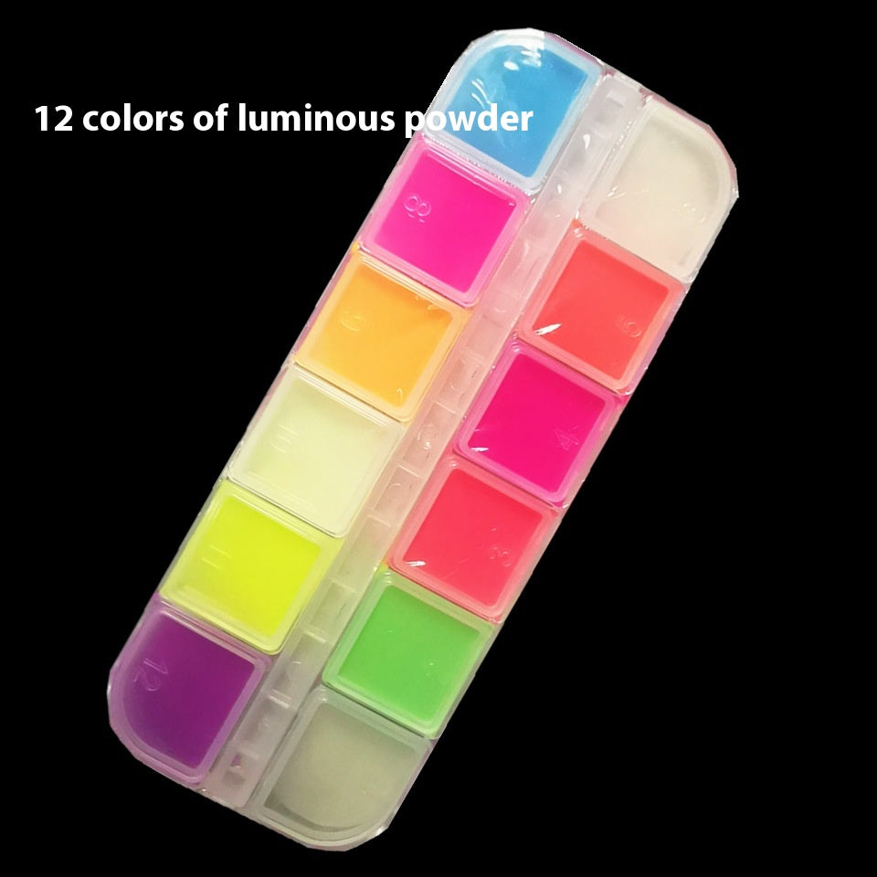 Nail Makeup Glitter Laser Sequins 12 Colors Fluorescent Powder Luminous