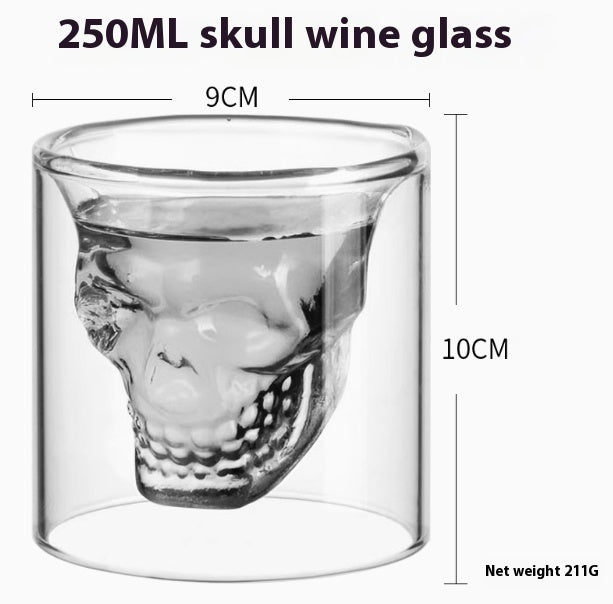 Creative Double-Layer Skull Net Red Glass Whiskey Glass For Home Bar Club Whiskey Wine Vodka And Beer Wine Glass