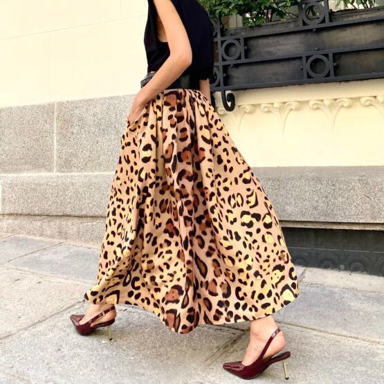 Women's All-match Leopard Print Elegant Big Hem Skirt