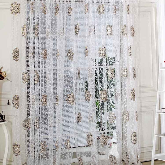 Finished Offset European-style Floral Ball Bedroom Non-shading Curtain