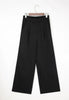 Black Pleated Detail Pull On High Elastic Waist Loose Straight Pants