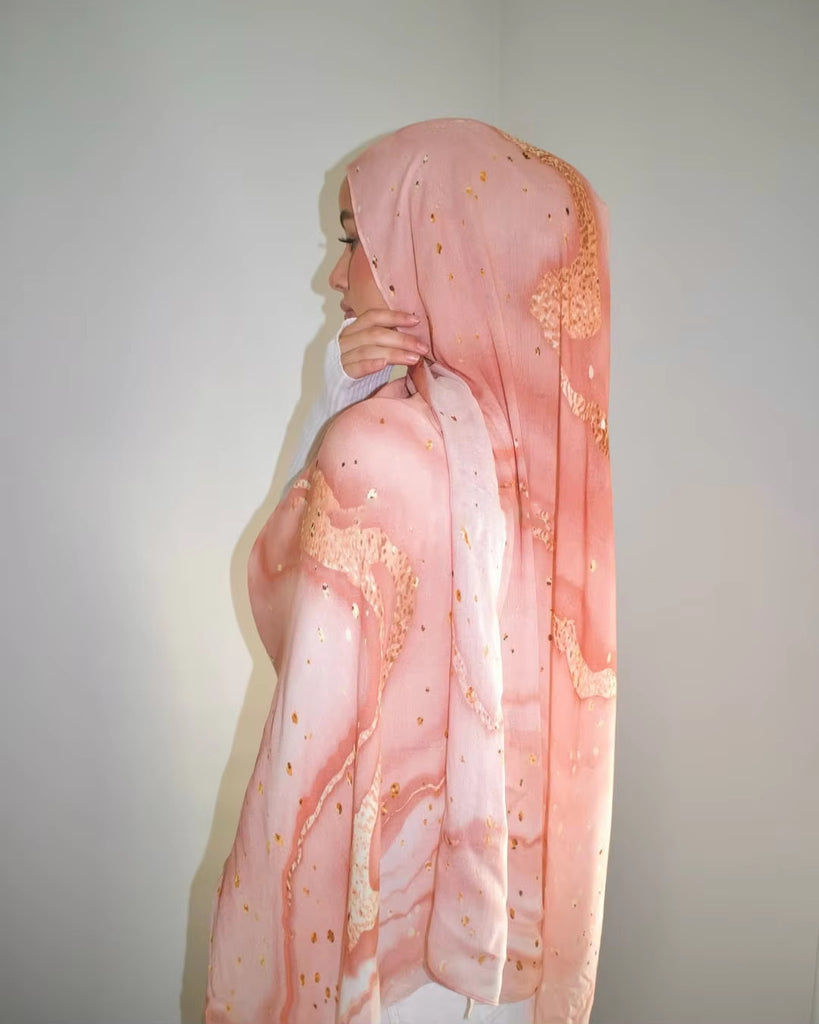 Watercolor Series Satin Polyester Ethnic Shawl