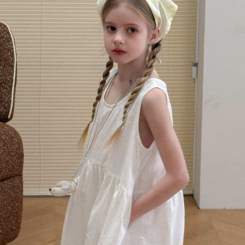 New Girls White Suspender French Dress