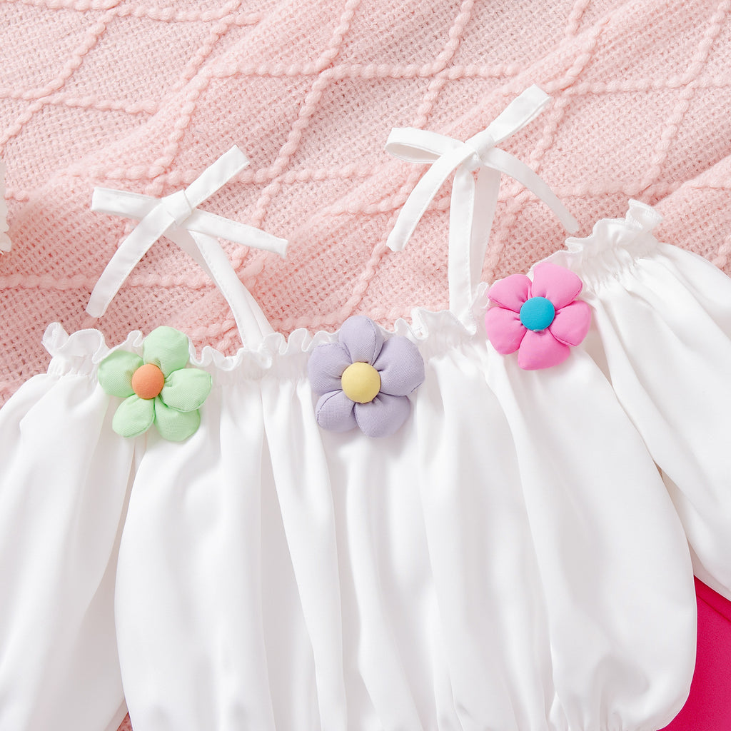 Bow Blouse With Polka Dot Rose Red Pants