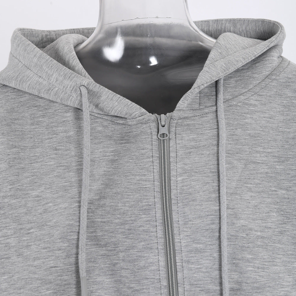 Korean Style Simple And Casual Women's Loose Sports Zipper Sweater Suit