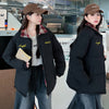 Cotton-padded Coat Stand Collar Plaid Stitching Thickened Coat