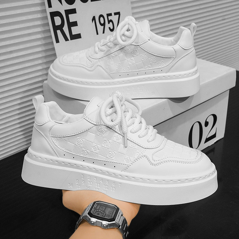 Mens Versatile Casual Height-increasing White Sneakers