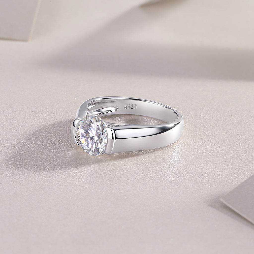 A Lifetime's Love - A Wedding Ring Set With Top-quality Moissanite S925, Silver And Platinum-plated. The Ring Can Be Tested With A Diamond Pen