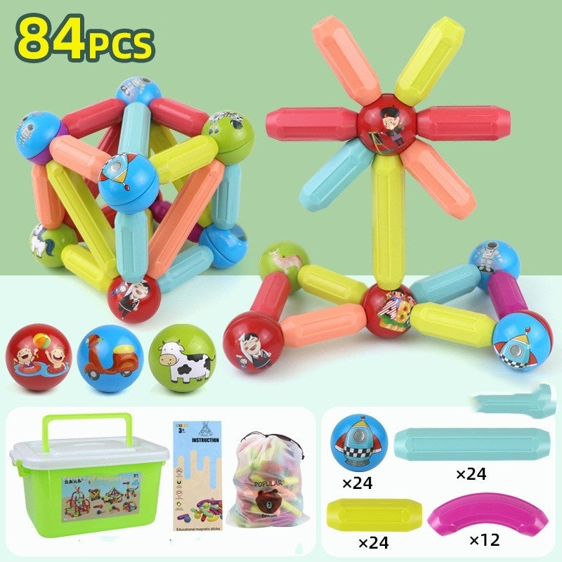 Big Size DIY Magnetic Construction Set Early Learning Constructor Variety Magnetic Rod Building Blocks For Children Toys Gift