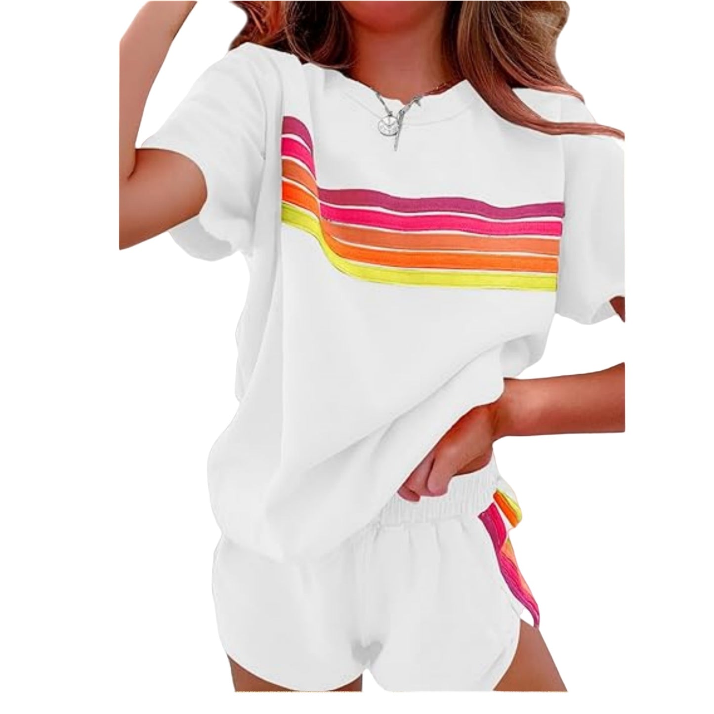 Simple Contrast Color Fashion Casual Set Women