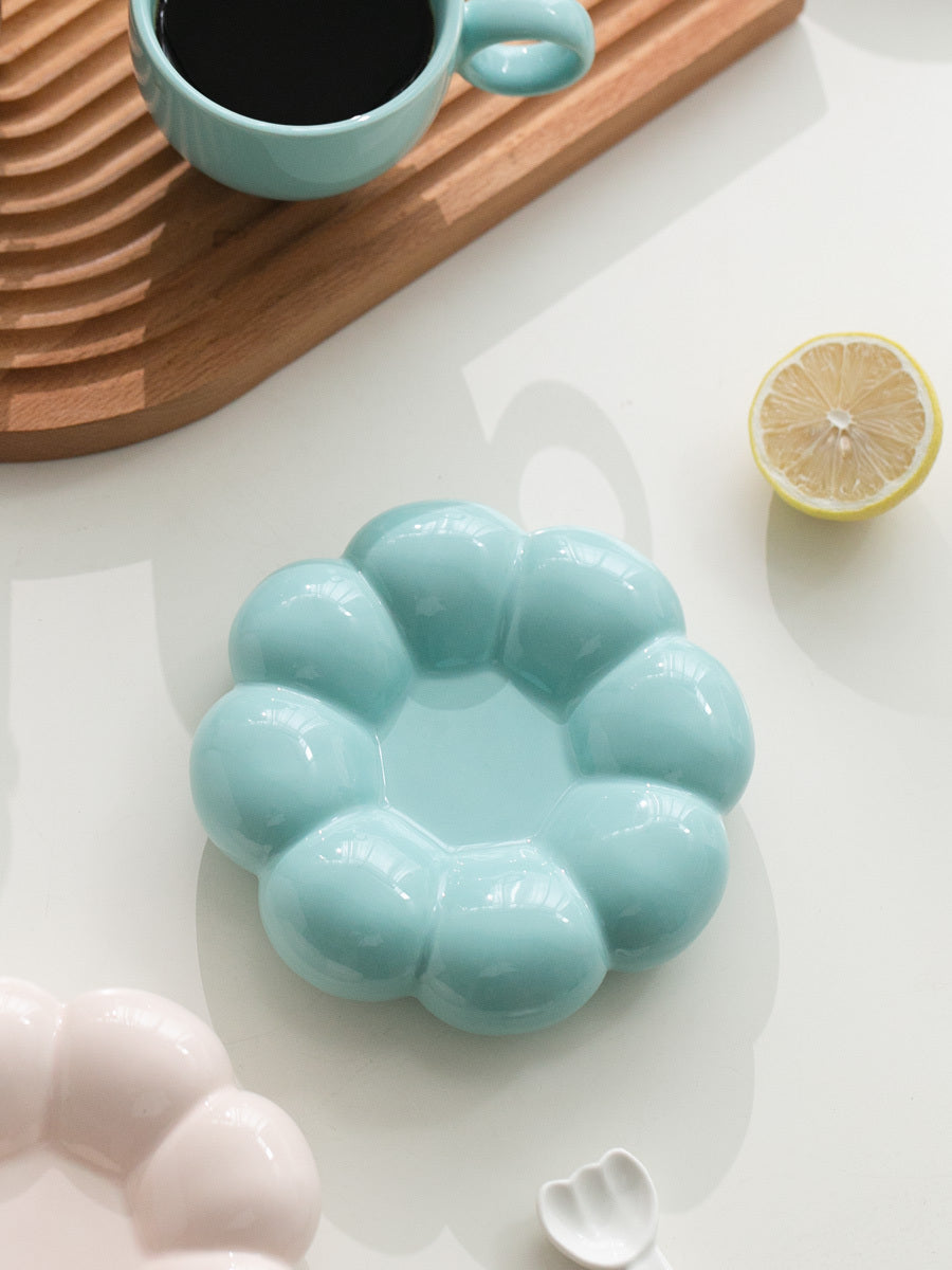 Flower Ceramic Cup And Saucer Breakfast Coffee Creative Color Underglaze Color