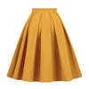 Solid Color A- Line Waist Fitted Umbrella Swing Mid-waist Large Swing All-matching Bubble Skirt