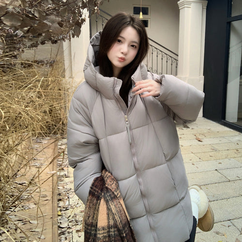 Cotton-padded Mid-length Thickened Down Cotton Jacket Loose Hooded Super Fashion