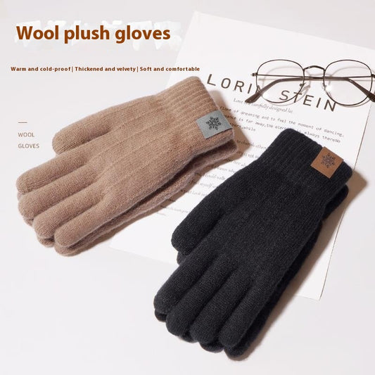Riding Thermal And Windproof Cold Protection Fleece Thickened Knitting Gloves