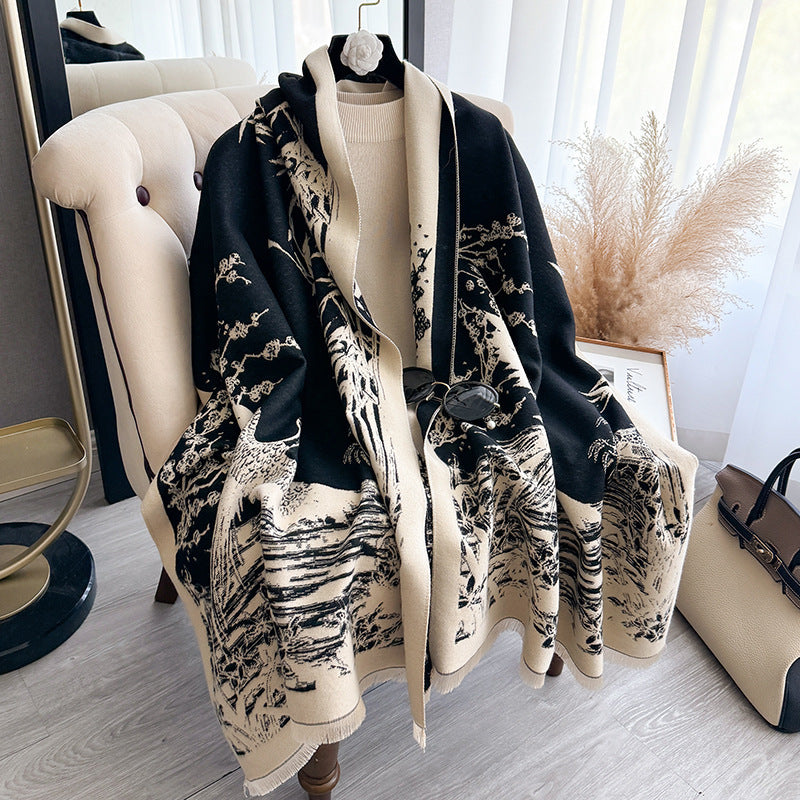 Women's All-match Ink Color Scarf Shawl