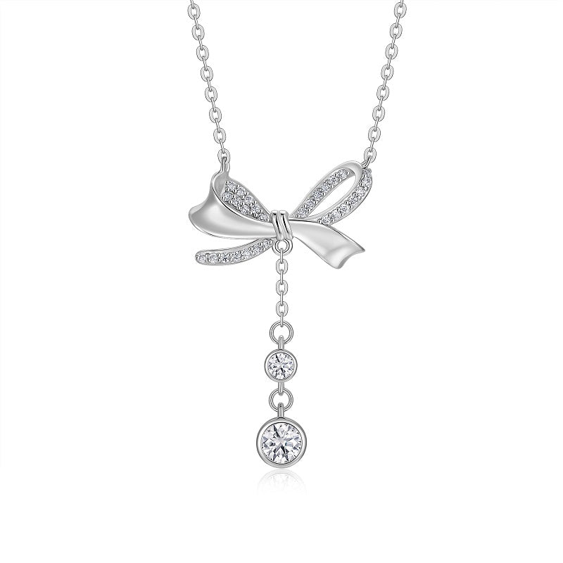 Set With Top-quality Moissanite, This Luxurious And Fashionable Light Luxury Trend Jewelry Necklace Pendant Is Made Of S925 Silver Electroplated With Platinum