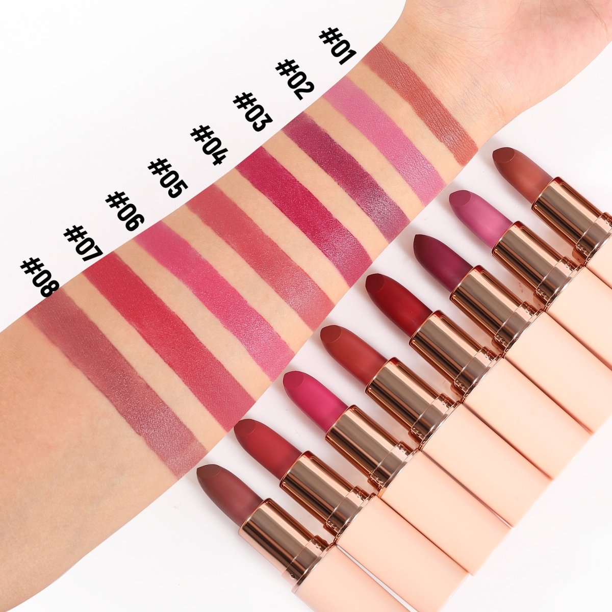 8 Color Matte Lipstick Half Cylinder Design Waterproof - Eshtree