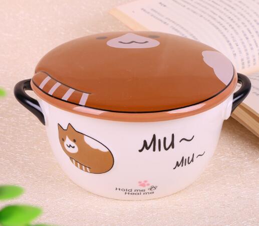 The new cartoonpottery and porcelain bowl creative tableware instant noodles household instant noodle bowl lunch box factory wholesale