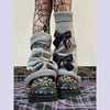Yabi Style Culture Punk Handmade Knitted Bow Calf Socks