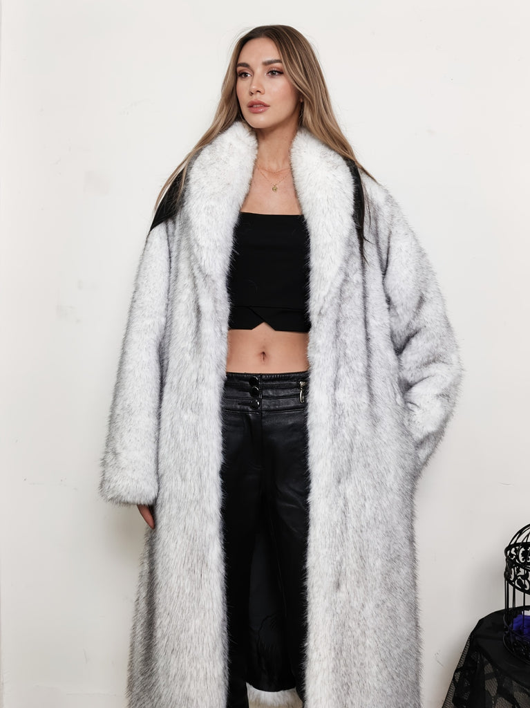Extended Green Collar Fashion Fox Fur Fur Coat