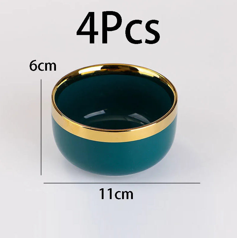 Ceramic Bowl Suit Peacock Green Plate Dinner