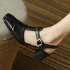 Hollow Retro Closed Toe Chunky Heel Sandals For Women