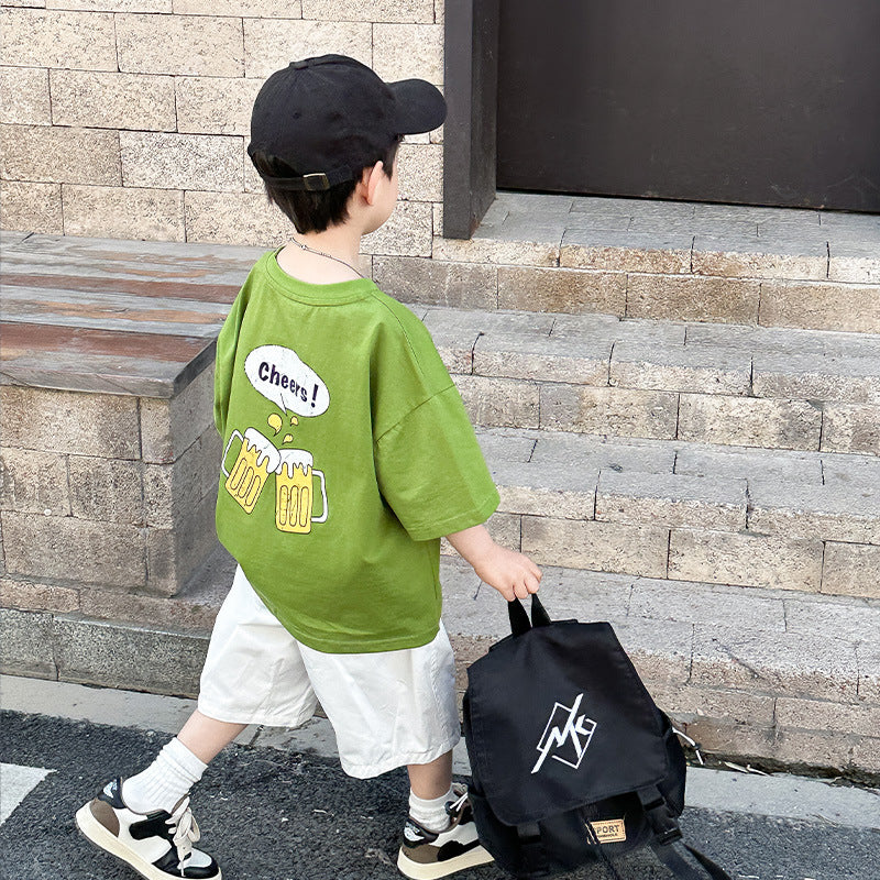 Summer Loose Round Neck Boys' Sports T-shirt