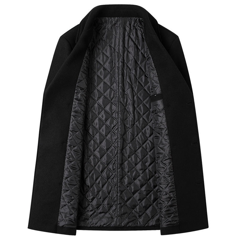 Fashion Double-breasted Lapel Mid-length Wool Men's Coat Dropshipping