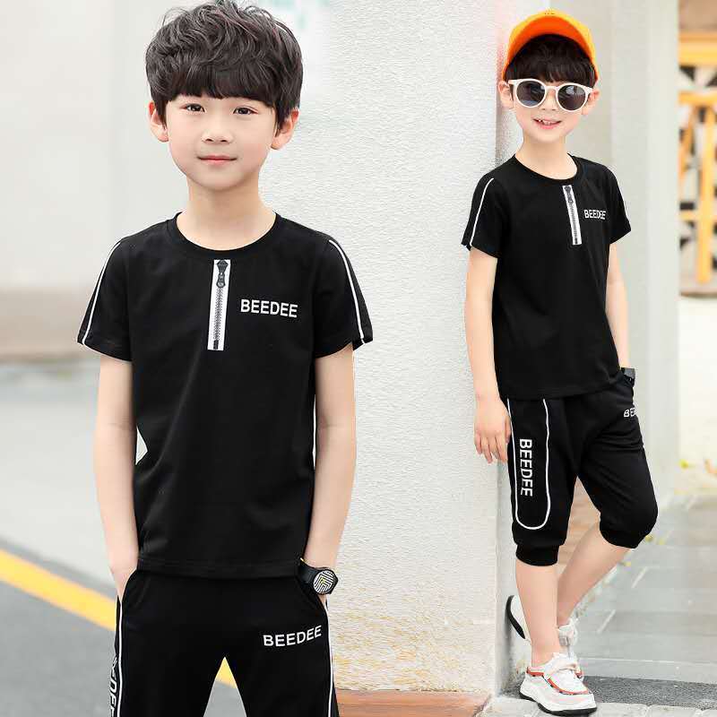 Middle And Big Boys Summer Short Sleeve T-shirt Two-piece Korean Fashion