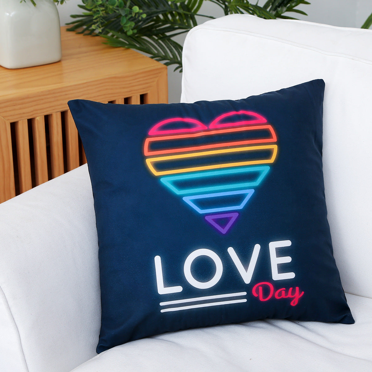Rainbow love sofa pillowcase
