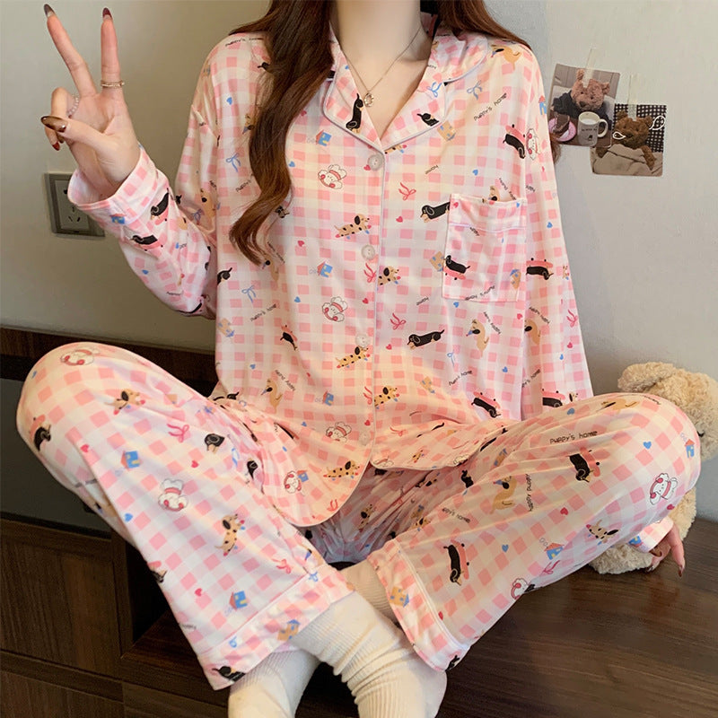 Women's Milk Silk Homewear Pajamas Suit