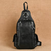 Vintage Men's Chest Crossbody Bag Genuine Leather Man Bag
