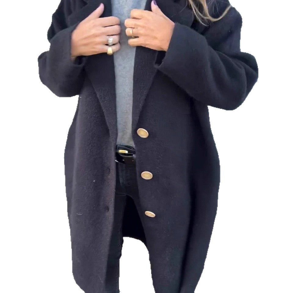 Women's Fall And Winter Lapels Long-sleeved Casual Jacket