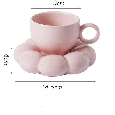 Flower Ceramic Cup And Saucer Breakfast Coffee Creative Color Underglaze Color