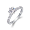 Surrounded By Stars - A Wedding Ring Set With 1-carat Top-quality Moissanite S925 Silver And Platinum-plated Diamond. The Ring Can Be Inspected With A Diamond Pen