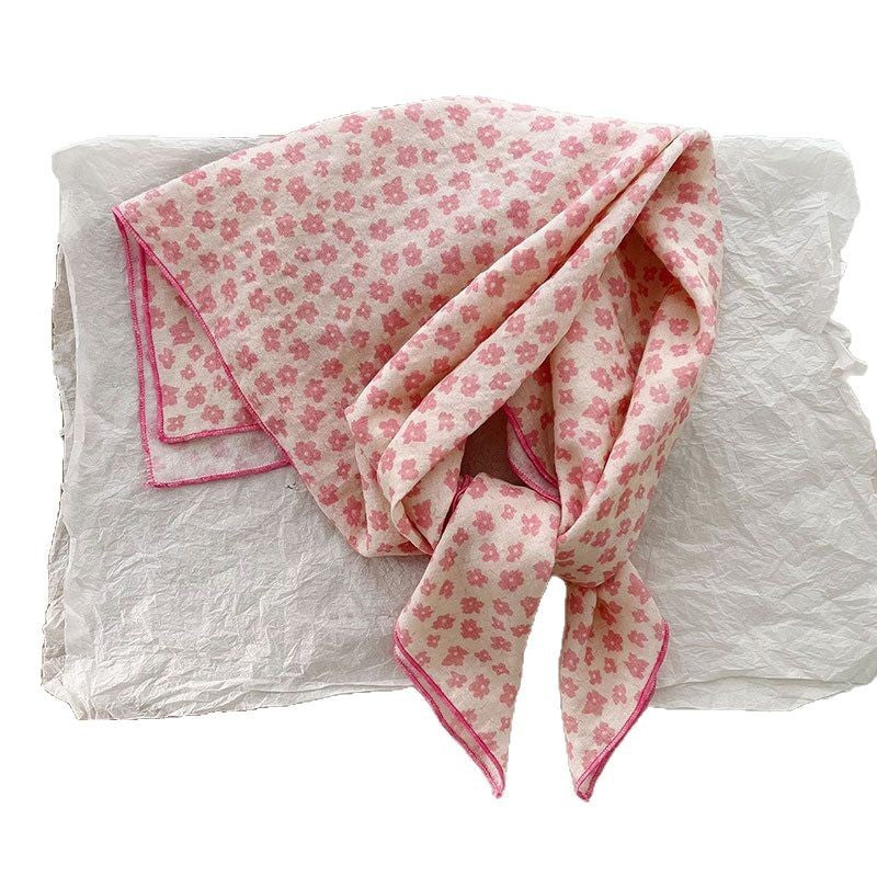 Cotton And Linen Small Square Towel Silk Scarf Female Korean Style Artistic