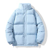 Solid Color Down Coat Couple Stand-up Collar Cotton-padded Coat