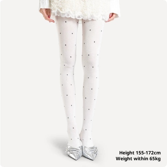 Japanese Style Sweet White Polka Dot Sheer Pantyhose