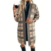 Women's Houndstooth Knitted Long Knitted Jacket