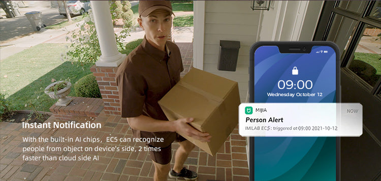 نظام أمان ذكي لاسلكي IMILAB - EC5 مزود بكاميرا عرض IP لاسلكية وجهاز مراقبة فيديو خارجي وتطبيق Mihome ودقة 2Kc 