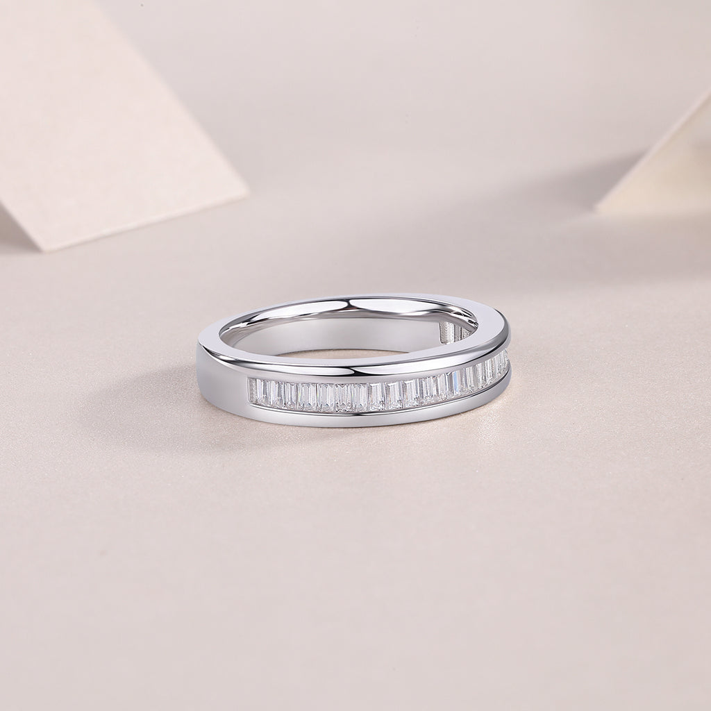 The Beauty Of Overlap - A Wedding Ring Set With Top-quality Square Moissanite S925 Silver And Platinum-plated Diamond Can Be Inspected With A Diamond Pen