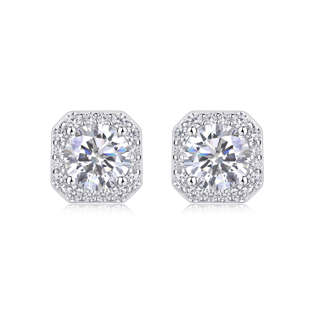 The Rose In The Heart - Earrings Set With 1-carat Top-quality Moissanite S925, Silver And Platinum-plated Stud Earrings, A Fashionable And Trendy Accessory That Can Be Tested With A Diamond Pen