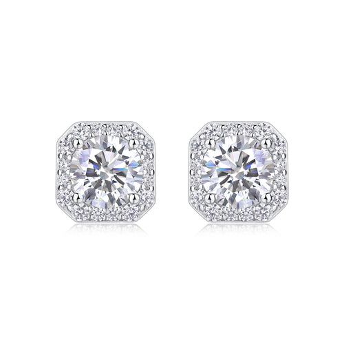 The Rose In The Heart - Earrings Set With 1-carat Top-quality Moissanite S925, Silver And Platinum-plated Stud Earrings, A Fashionable And Trendy Accessory That Can Be Tested With A Diamond Pen