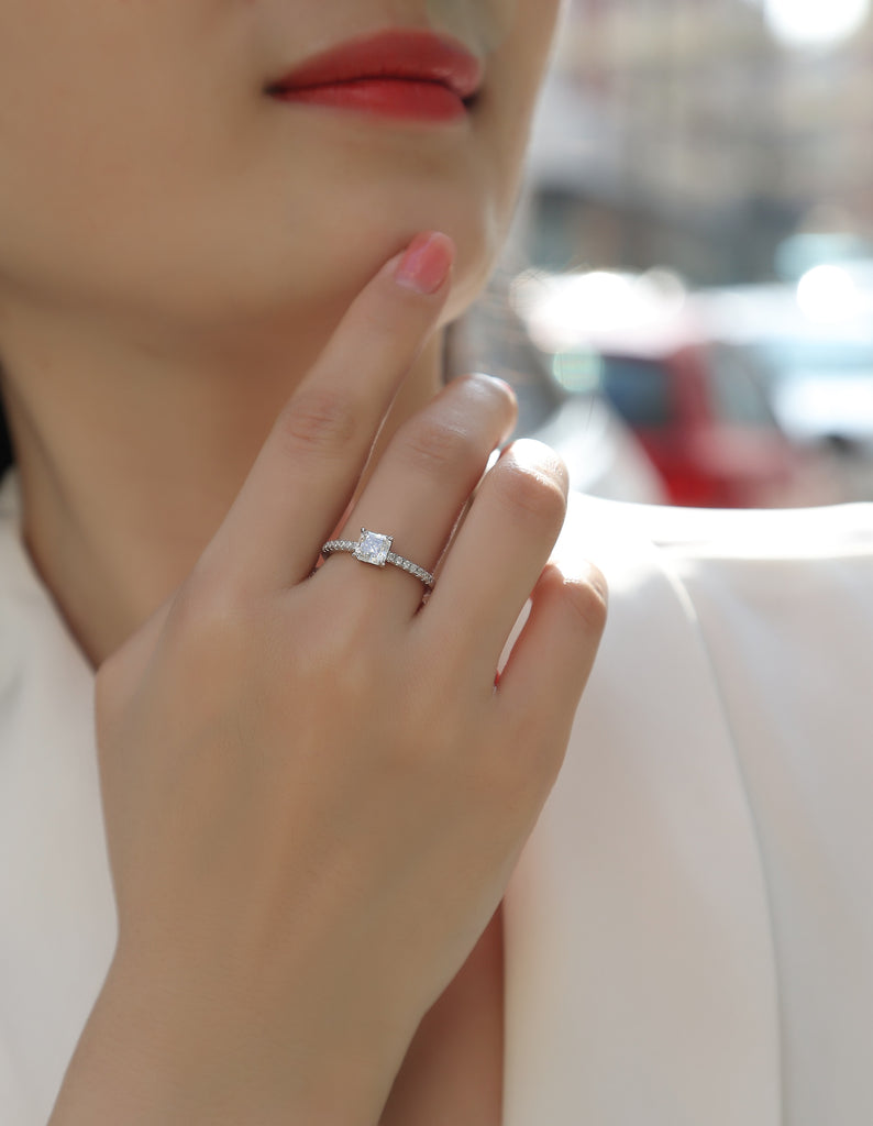 Awakening - A Wedding Ring Set With Top-quality Moissanite S925 Silver And Platinum-plated Diamond Can Be Tested With A Diamond Pen