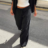Fashion Casual Loose Drawstring Tight Waist Solid Color Trousers