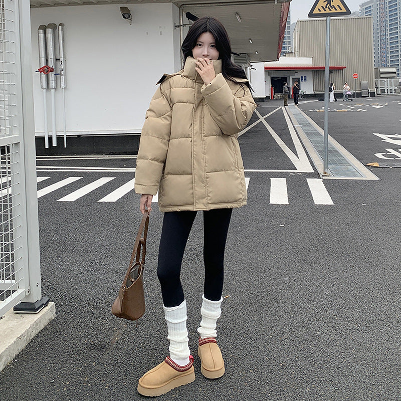 Short Cotton Jacket Women's Warm Hooded Windproof Cotton-padded Jacket